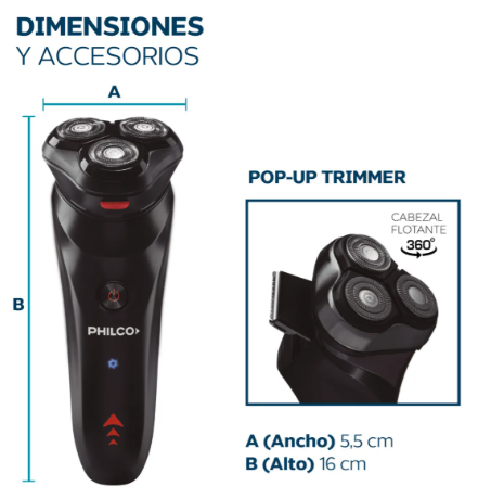 Afeitadora Philco Lithium Plus Ae5205pp Inalámbrica Wet & Dry 360°