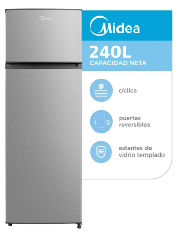 Heladera Midea Silver Top Mount 240 L Mdrt333fge50a Gris