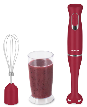 Licuadora De Mano Sansei 600w LMSA8507RP Roja Cuchillas Acero Anoxidable