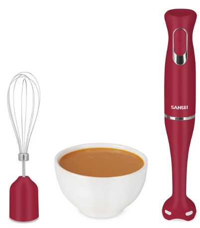 Licuadora De Mano Sansei 600w LMSA8507RP Roja Cuchillas Acero Anoxidable