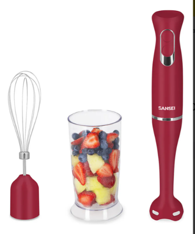 Licuadora De Mano Sansei 600w LMSA8507RP Roja Cuchillas Acero Anoxidable