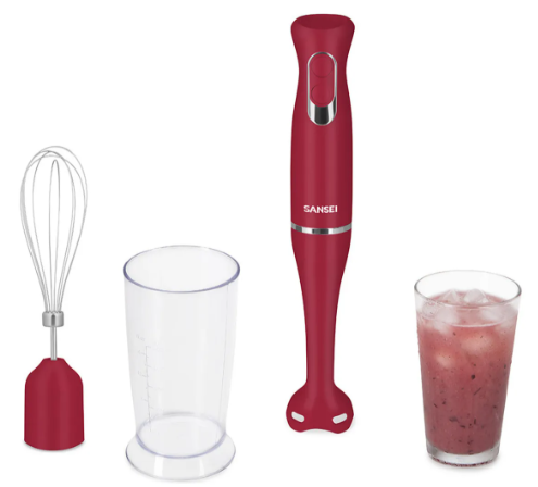 Licuadora De Mano Sansei 600w LMSA8507RP Roja Cuchillas Acero Anoxidable