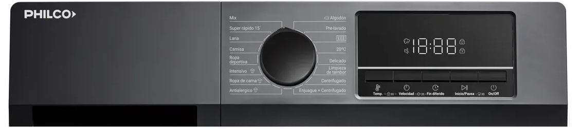 Lavarropas Philco 11 Kg Inverter Dark Grey PHLF111DGN2