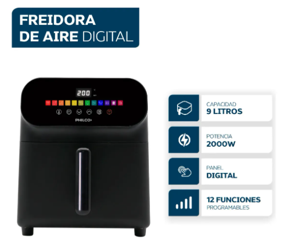 Freidora De Aire Philco Fr259ph 2000w 9 Litros