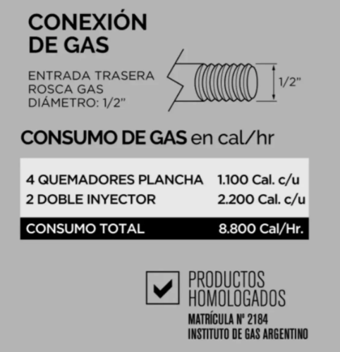 Carlitero Multiple SOL REAL con Plancha y Freidora de 7 Litros 051 Gas NATURAL