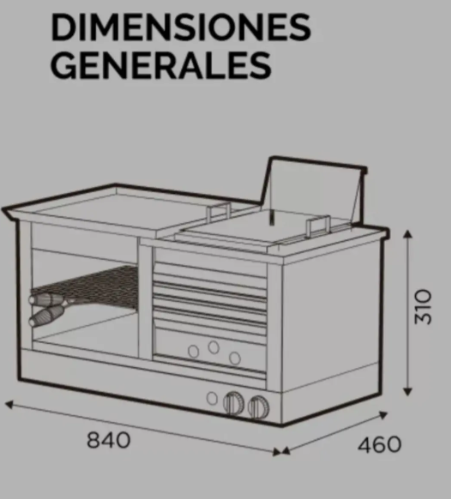 Carlitero Multiple SOL REAL con Plancha y Freidora de 7 Litros 051 Gas NATURAL