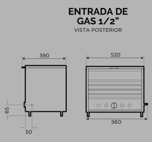 Panchera Chica a Gas SOL REAL 52cm MOD 054 Gas Natural
