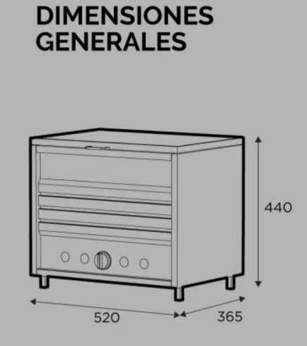 Panchera Chica a Gas SOL REAL 52cm MOD 054 Gas Natural