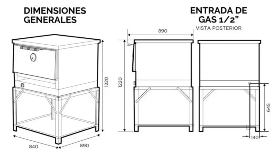 Horno Pizzero 12 Moldes El Gauchito Sol Real Gas Natural Modelo 608