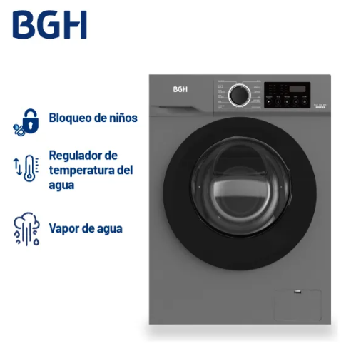 Lavarropas Bgh Inverter Frontal 6kg bwfe06s24ar GRIS OSCURO