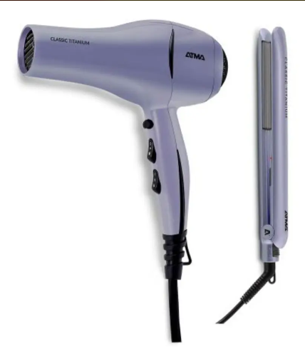 Set Beauty Planchita De Pelo Atma Ck4020p + Secador Titanium