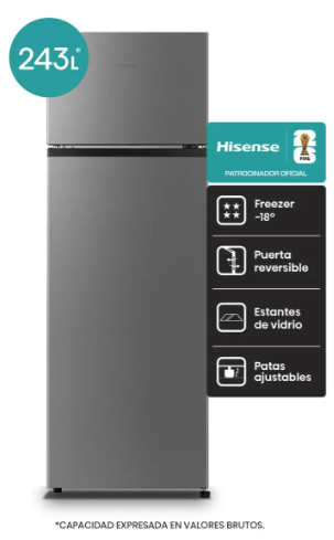 Heladera Con Freezer Cíclica Hisense Rt1n240ned1 243l Gris