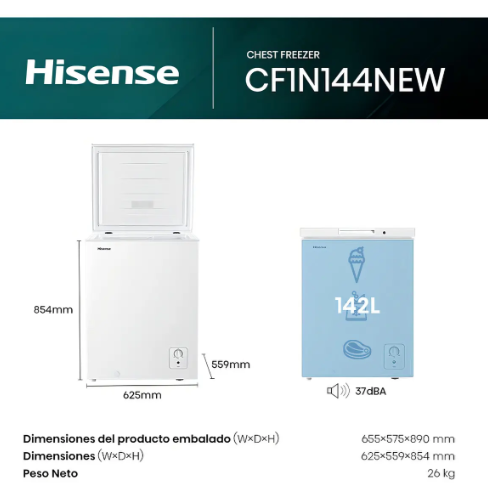 Freezer Horizontal Hisense 142l Congelación Rápida CF1N144NEW