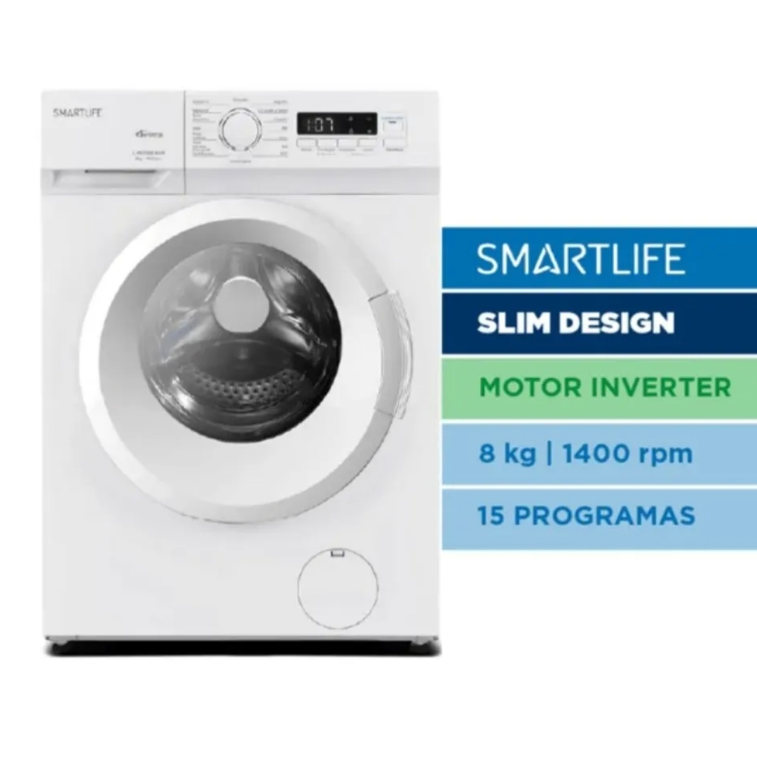 Lavarropas Smartlife Inverter 8kg 1400rpm sl-wm26i081400w Blanco