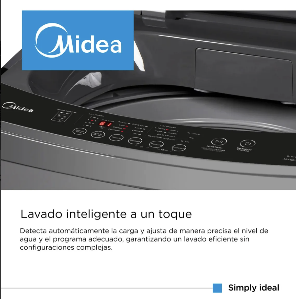 Lavarropas De Carga Superior Midea Mls-75ge04n 7,5 KILOS Gris