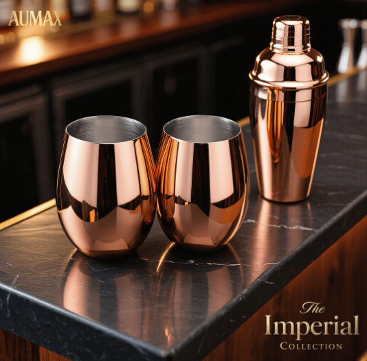 Set de Vasos Imperial Acero Inoxidable 304 Shiny Gold ROSE 500ml