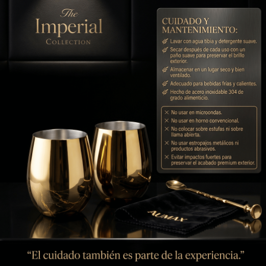 Set de Vasos Imperial Acero Inoxidable 304 Shiny Gold 500ml