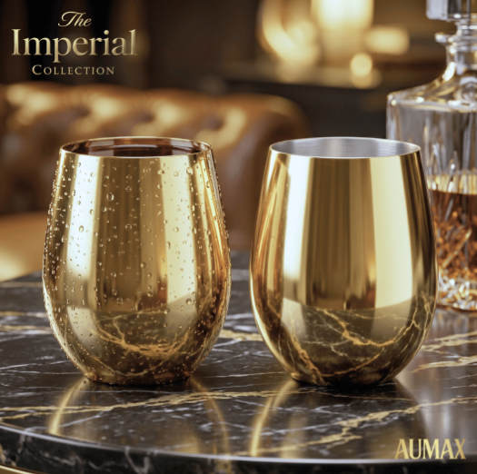 Set de Vasos Imperial Acero Inoxidable 304 Shiny Gold 500ml