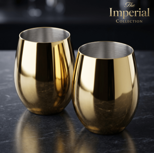Set de Vasos Imperial Acero Inoxidable 304 Shiny Gold 500ml