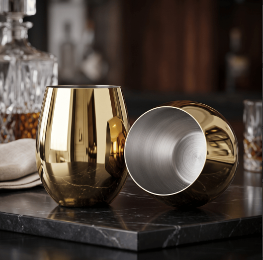 Set de Vasos Imperial Acero Inoxidable 304 Shiny Gold 500ml