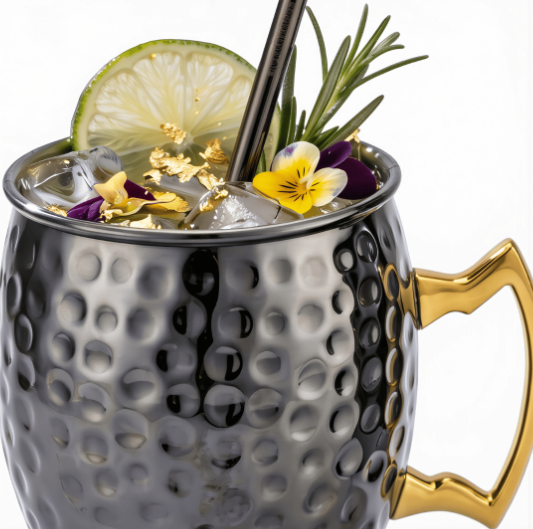SET de 2 Vasos Aumax Velvet Moscow Shiny Black / gold 500ml Acero