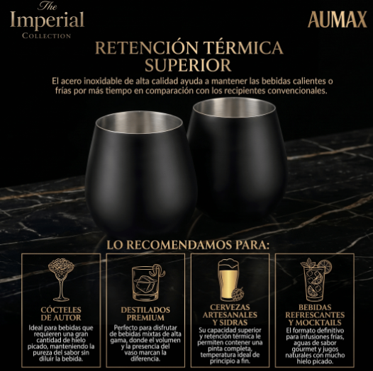 Set de Vasos Imperial Acero Inoxidable 304 Matte BLACK 500ml