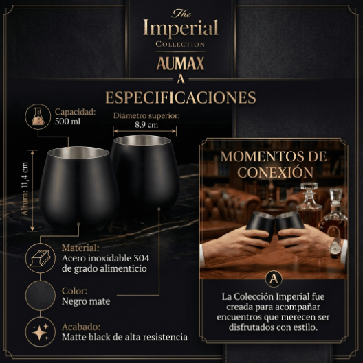 Set de Vasos Imperial Acero Inoxidable 304 Matte BLACK 500ml