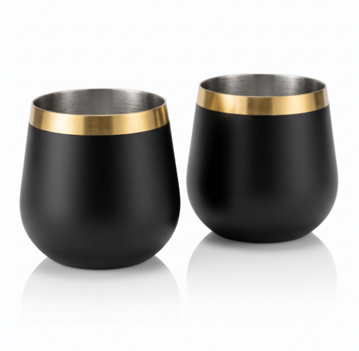 Set de Vasos Aumax Nobile Acero Inoxidable Negro Mate/Dorado 450ml