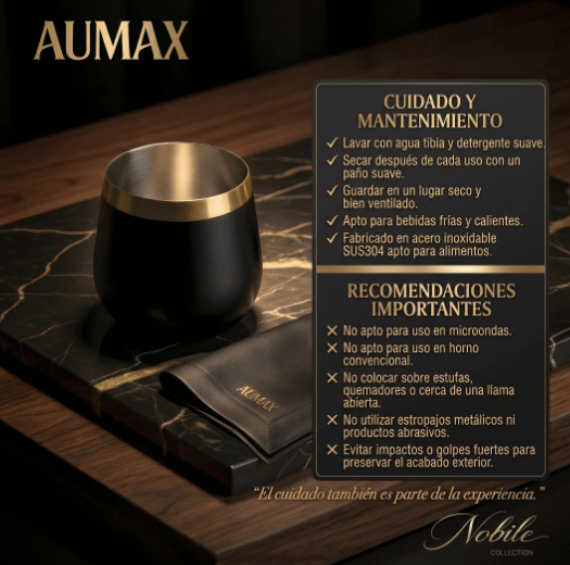 Set de Vasos Aumax Nobile Acero Inoxidable Negro Mate/Dorado 450ml