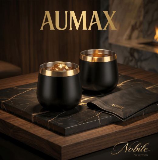 Set de Vasos Aumax Nobile Acero Inoxidable Negro Mate/Dorado 450ml