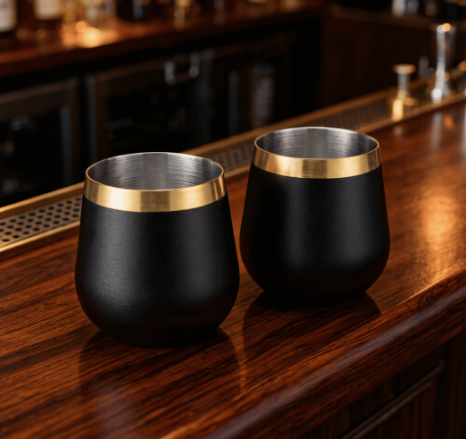 Set de Vasos Aumax Nobile Acero Inoxidable Negro Mate/Dorado 450ml