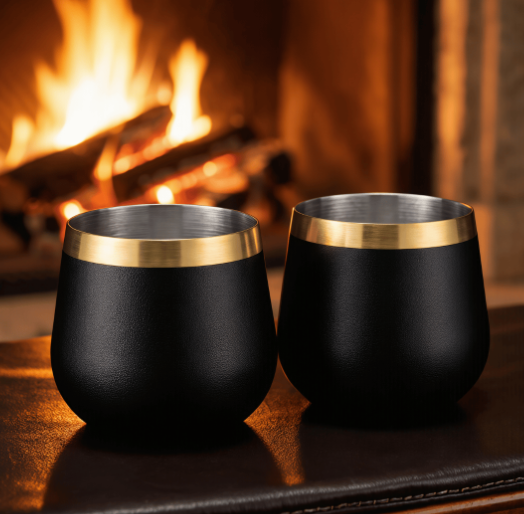 Set de Vasos Aumax Nobile Acero Inoxidable Negro Mate/Dorado 450ml