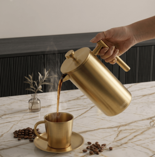 Cafetera de Prensa Francesa Aurum Gold Satin 1 Litro GY-CK001A-1L