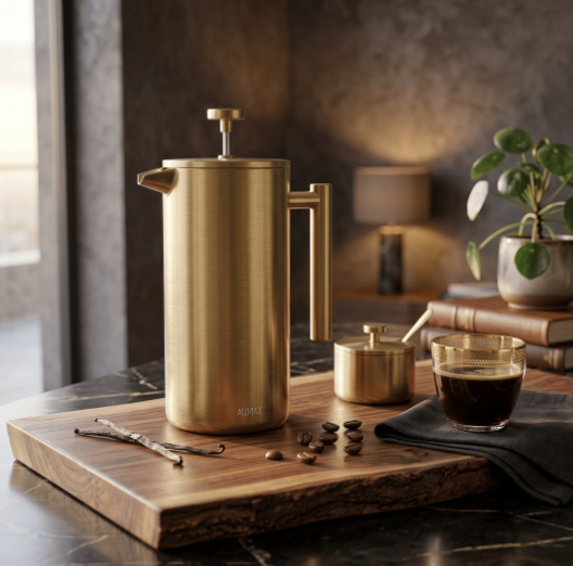 Cafetera de Prensa Francesa Aurum Gold Satin 1 Litro GY-CK001A-1L