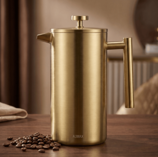 Cafetera de Prensa Francesa Aurum Gold Satin 1 Litro GY-CK001A-1L