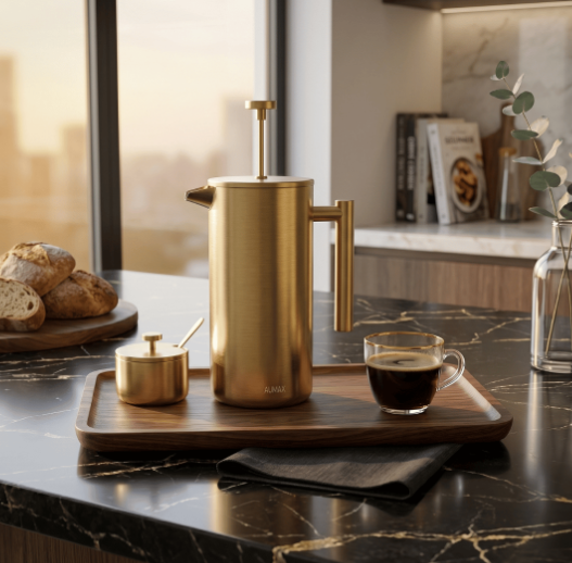 Cafetera de Prensa Francesa Aurum Gold Satin 1 Litro GY-CK001A-1L
