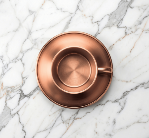 Set de 2 Tazas de Cafe Aurum 300ml Doble Capa Acero 304 Rose Satin