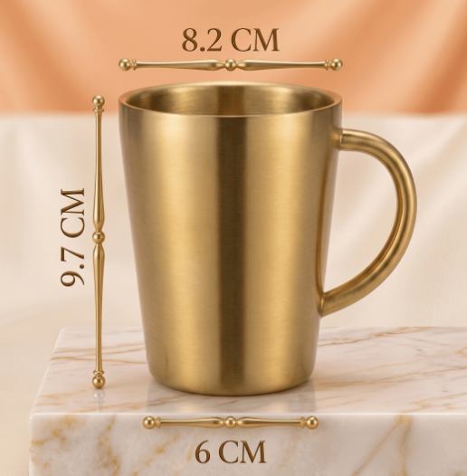 Set de Tazas AUMAX Aurum 300 ml Satin Gold - Acero Inoxidable 304