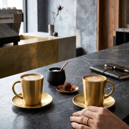 Set de Tazas AUMAX Aurum 300 ml Satin Gold - Acero Inoxidable 304
