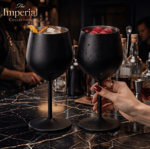 Set de Copas AUMAX Imperial Collection Wine Matte Black - Acero Inoxidable 304