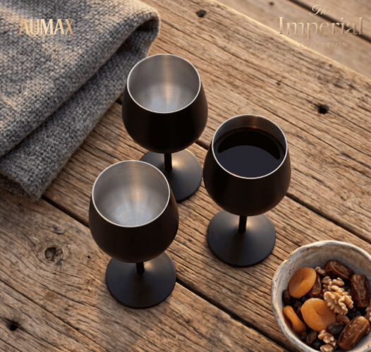 Set de Copas AUMAX Imperial Collection Wine Matte Black - Acero Inoxidable 304