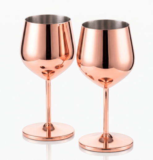 Set de Copas AUMAX Imperial Collection Shiny Rose Mirror - Acero Inoxidable 304