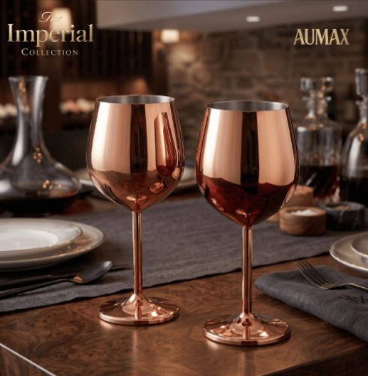 Set de Copas AUMAX Imperial Collection Shiny Rose Mirror - Acero Inoxidable 304