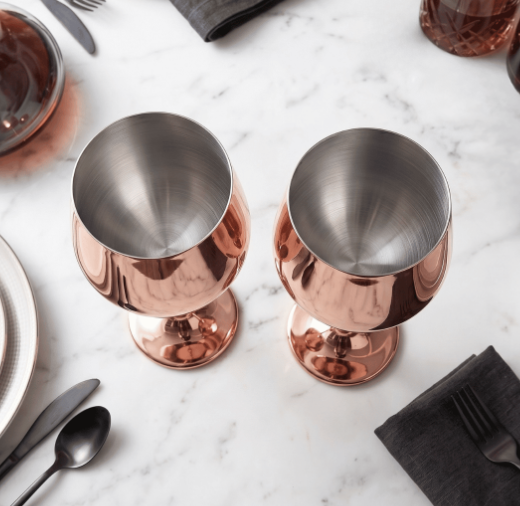 Set de Copas AUMAX Imperial Collection Shiny Rose Mirror - Acero Inoxidable 304