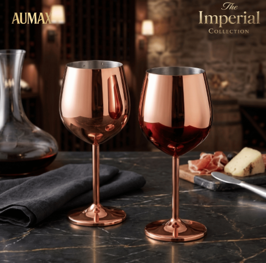 Set de Copas AUMAX Imperial Collection Shiny Rose Mirror - Acero Inoxidable 304