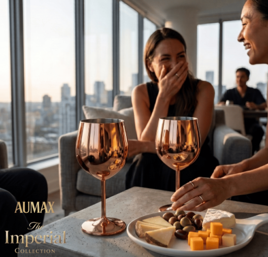 Set de Copas AUMAX Imperial Collection Shiny Rose Mirror - Acero Inoxidable 304