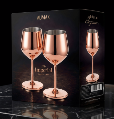 Set de Copas AUMAX Imperial Collection Shiny Rose Mirror - Acero Inoxidable 304