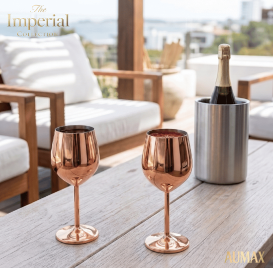 Set de Copas AUMAX Imperial Collection Shiny Rose Mirror - Acero Inoxidable 304