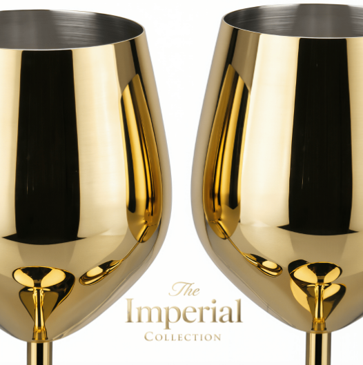 Set de Copas AUMAX Imperial Collection Wine Gold Mirror - Acero Inoxidable 304