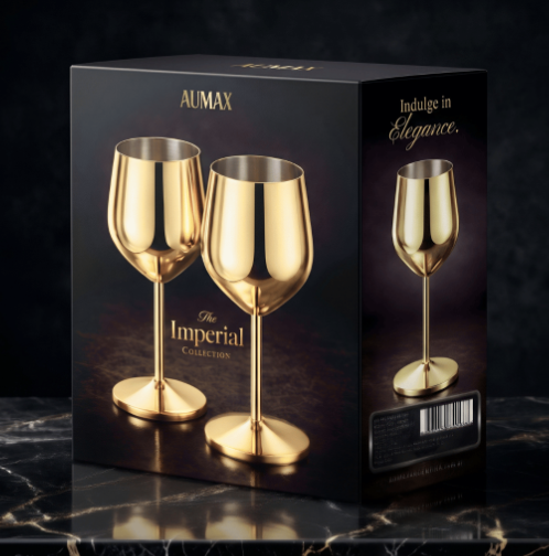Set de Copas AUMAX Imperial Collection Wine Gold Mirror - Acero Inoxidable 304
